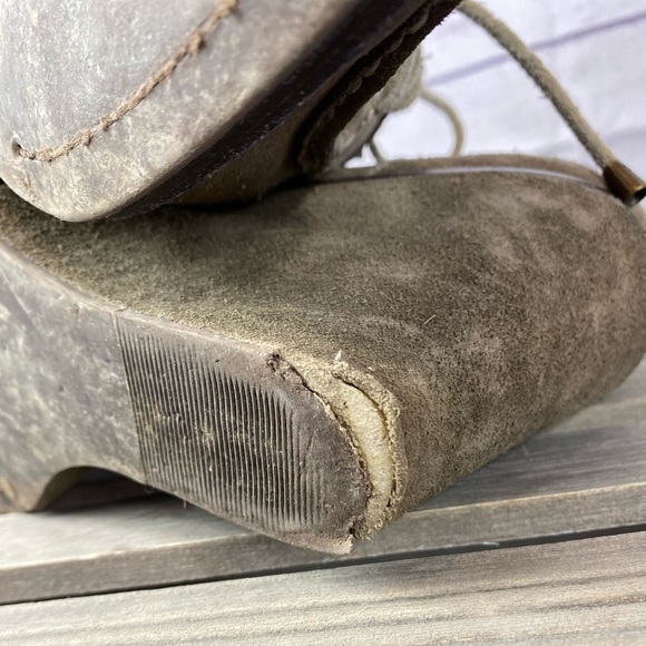 Frye Caroline Low Ankle Lace Grey Wedge - 8.5 US - Picture 11 of 12